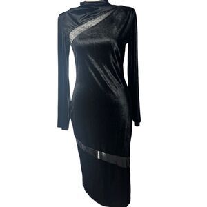 Velour Woman’s‎ Black Cocktail Bodycon Dress Size Large
